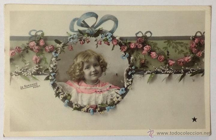 Postales: RETRATO DE NI&Ntilde;A, CON ORLA DECORADA. - Foto 1