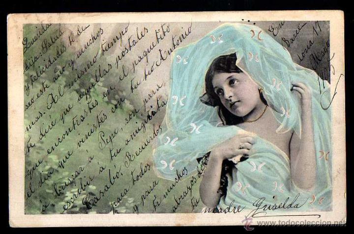 Postales: Antigua postal ni&ntilde;a. Circulada 1905 - Foto 1