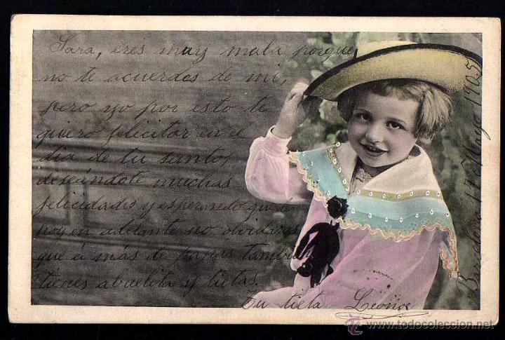 Postales: Antigua postal ni&ntilde;a. Circulada 1905 - Foto 1