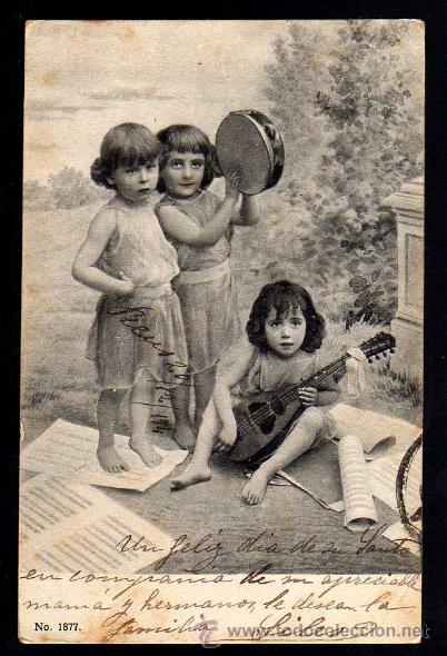 Postales: Ni&ntilde;os con intrumentos. Circulada - Foto 1