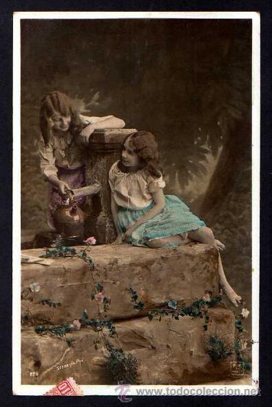 Postales: Antigua postal ni&ntilde;as. Circulada. 1907 - Foto 1