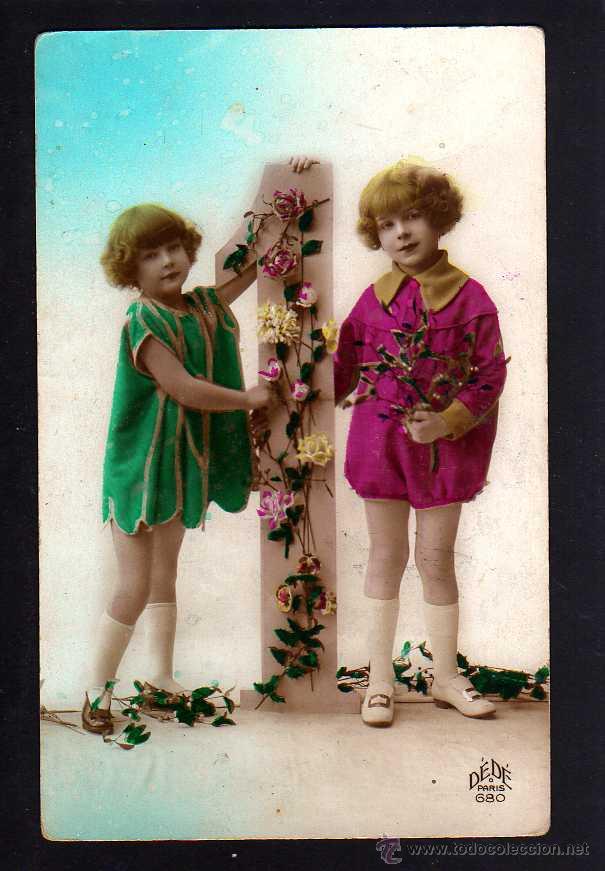 Postales: Antigua postal. Ni&ntilde;as. Circulada 1904. - Foto 1