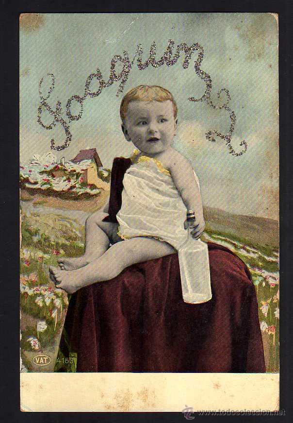 Postales: Antigua postal. Bebe. Circulada 1909 . - Foto 1