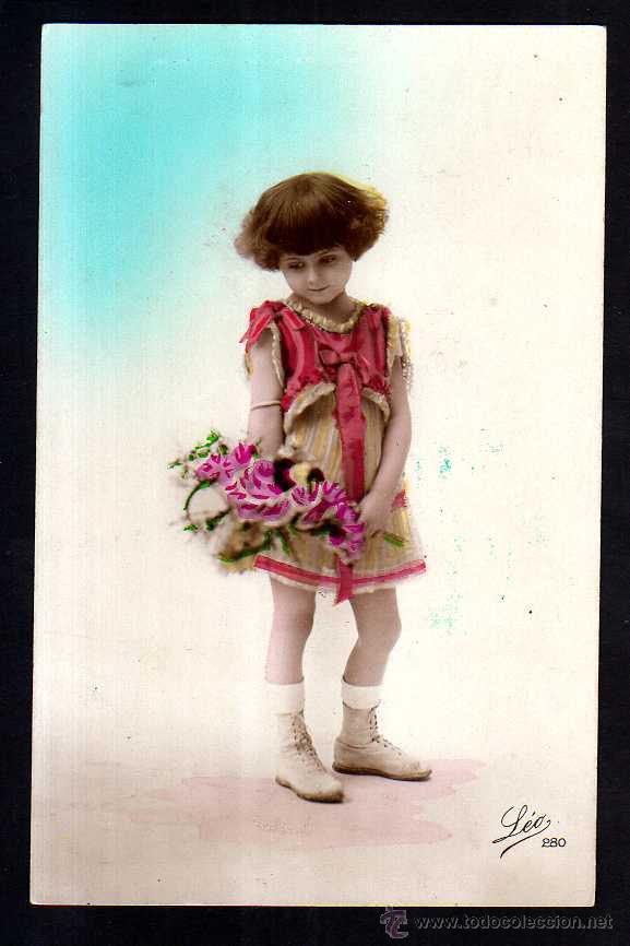 Postales: Antigua postal colorea ni&ntilde;a. Circulada. - Foto 1