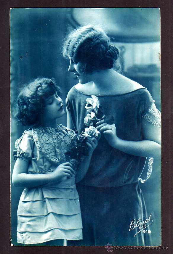 Postales: Antigua postal madre e hija. - Foto 1