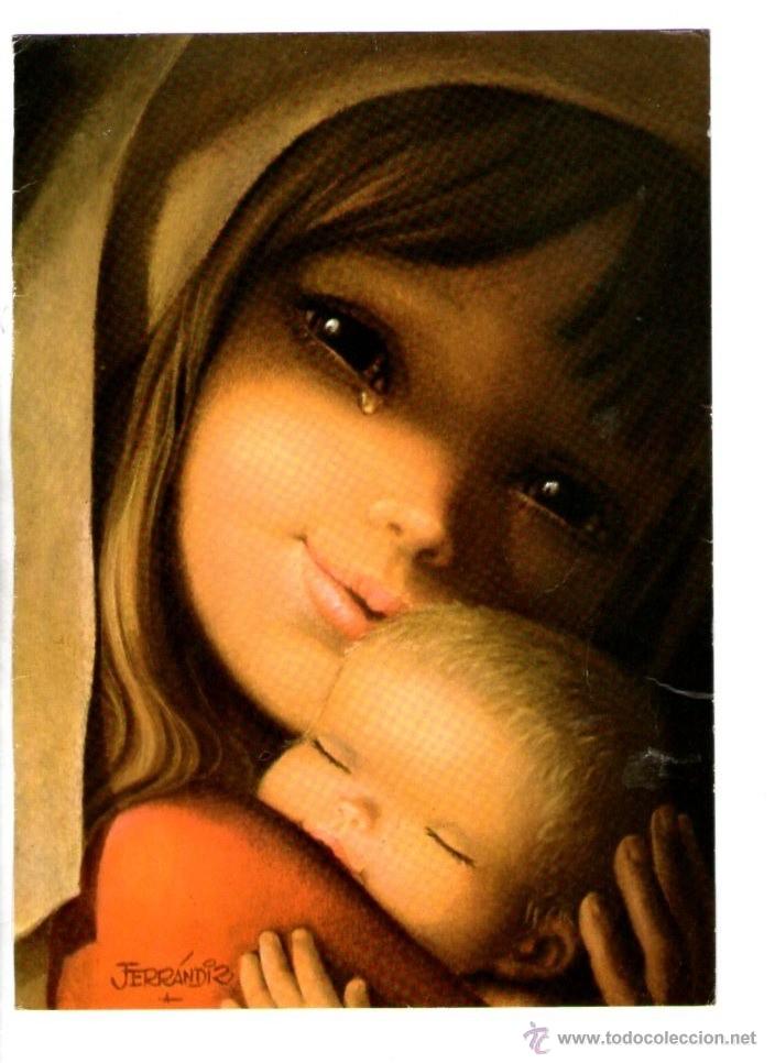 Postales: POSTAL FERRANDIZ, NI&Ntilde;A LLORA CON BEBE - Foto 1