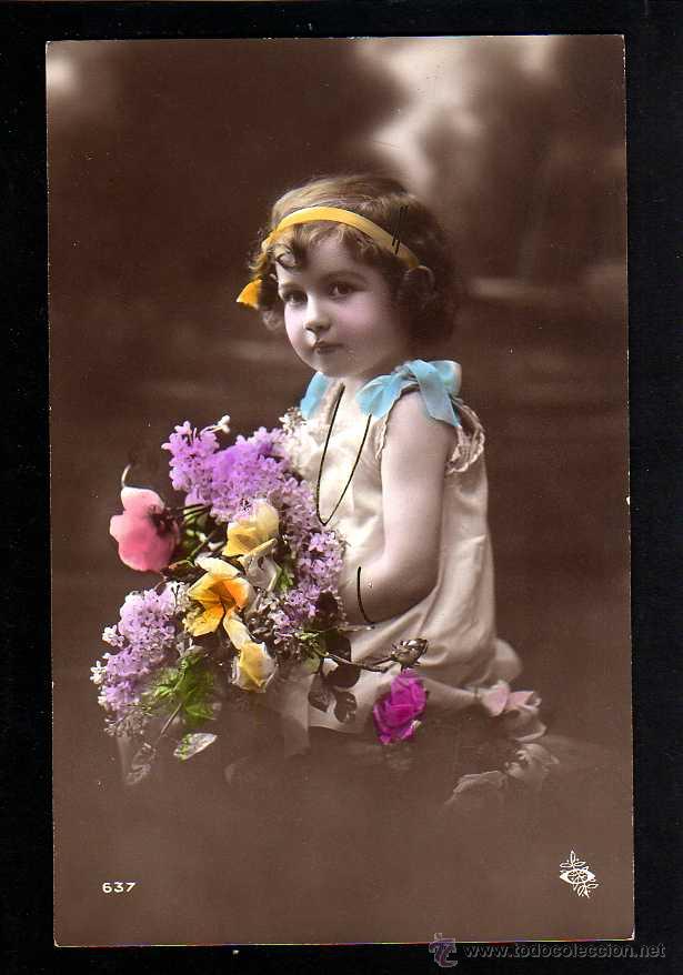 Postales: Antigua postal. Ni&ntilde;a. Circulada 1913 - Foto 1