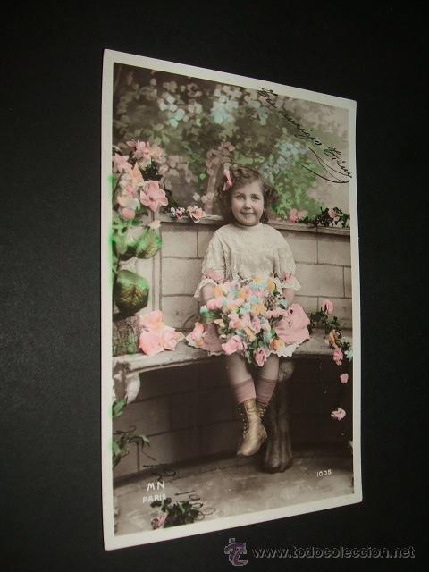 Postales: POSTAL NI&Ntilde;A CON FLORES - Foto 1