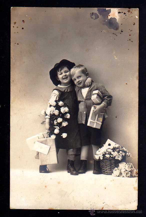 Postales: Antigua postal ni&ntilde;os. Circulada 1915. - Foto 1