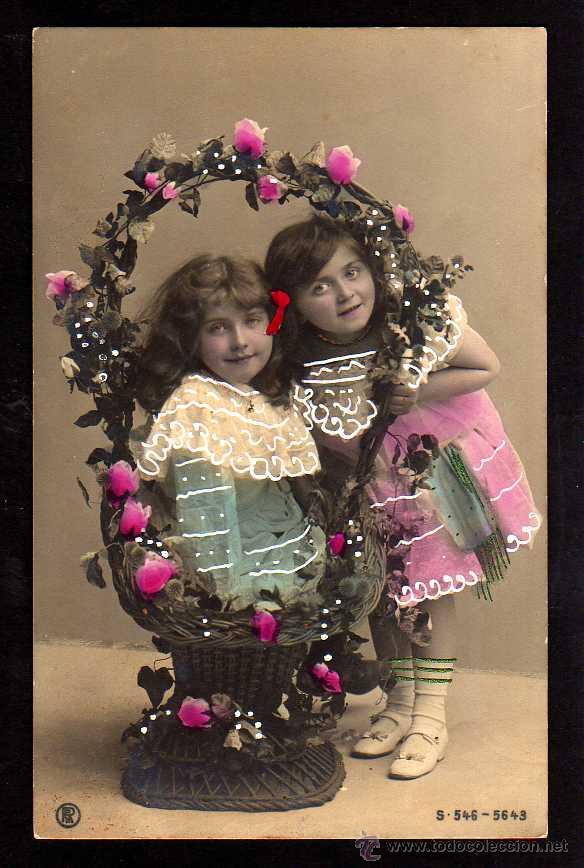Postales: Antigua postal  ni&ntilde;as. Circulada . - Foto 1