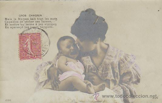 Postales: el beb&eacute; y su madre, de rayado continuo, circulada en 1903 - Foto 1