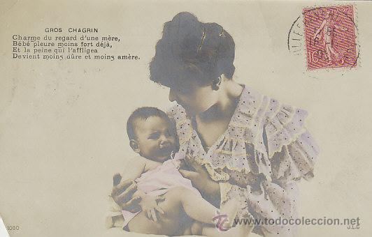 Postales: el beb&eacute; y su madre, de rayado continuo, circulada en 1903 - Foto 1