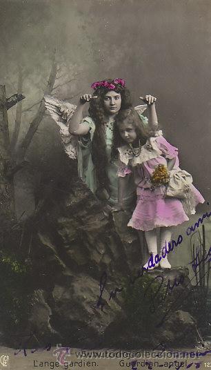 Postales: dos ni&ntilde;as, escrita en 1918 - Foto 1