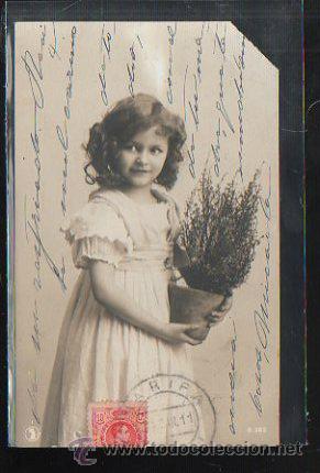 Postales: TARJETA POSTAL DE NI&Ntilde;A CON MACETA. B.382 - Foto 1