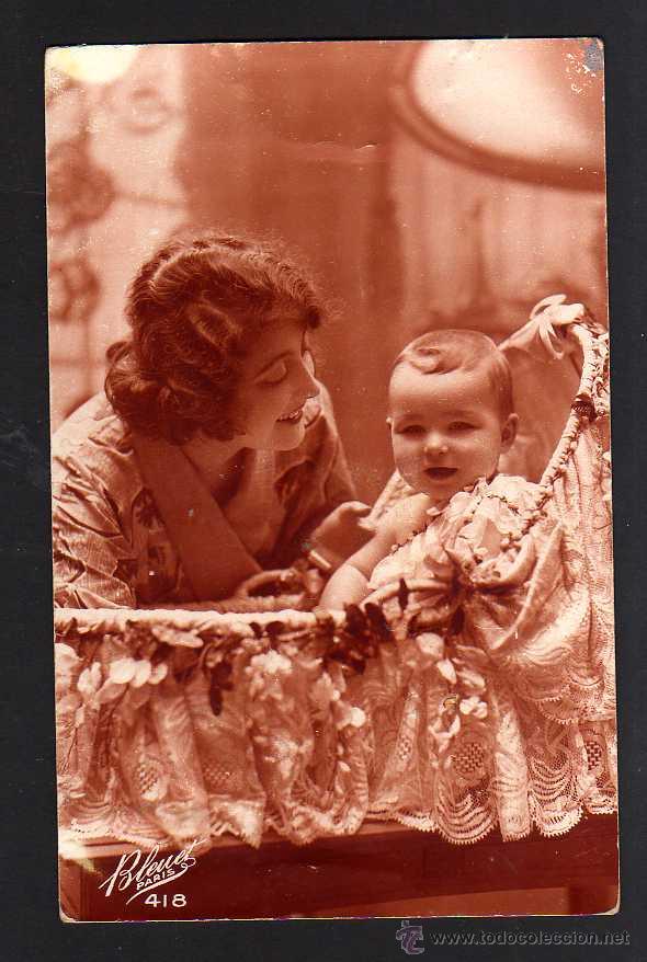 Postales: Antigua postal. Mama con su bebe. Circulada - Foto 1