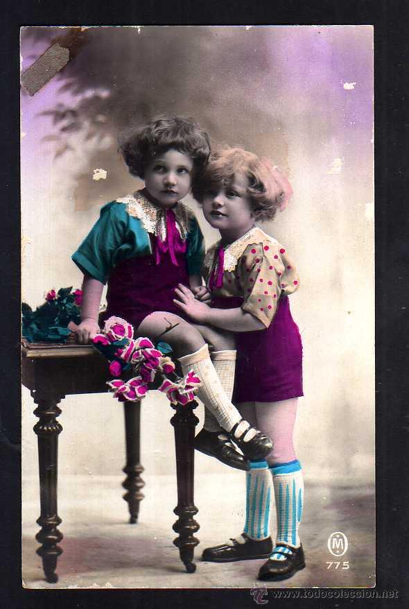 Postales: Antigua postal. Ni&ntilde;as. Circulada - Foto 1