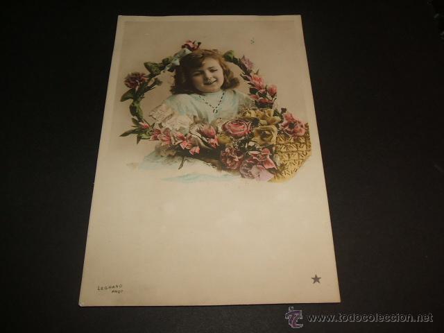 Postales: POSTAL 1908 NI&Ntilde;A CON FLORES - Foto 1