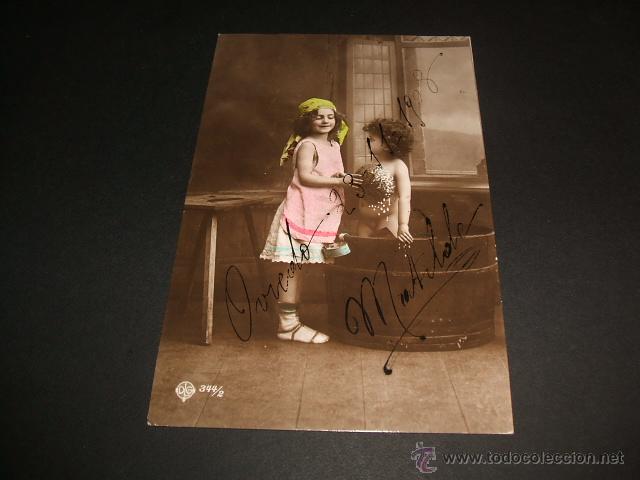 Postales: POSTAL NI&Ntilde;OS BA&Ntilde;ANDOSE 1908 - Foto 1