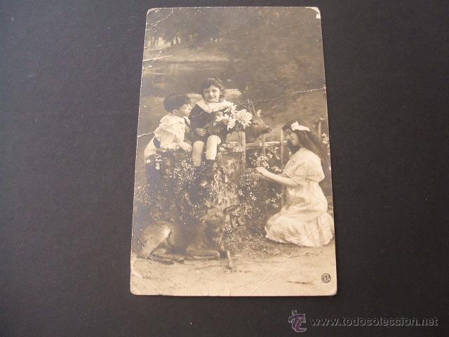 Postales: NI&Ntilde;OS CON FLORES POSTAL - Foto 1