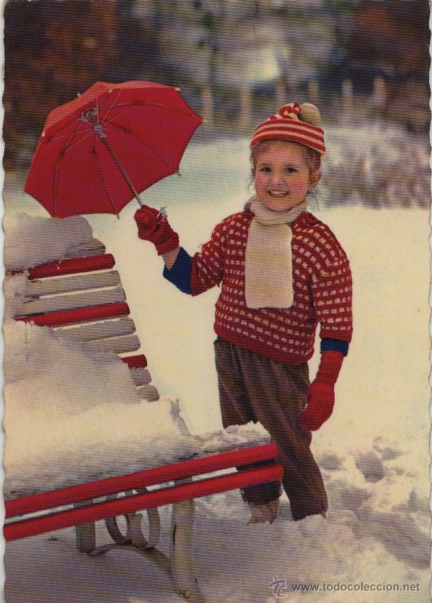 Postales: Postal ni&ntilde;a en la nieve - Foto 1