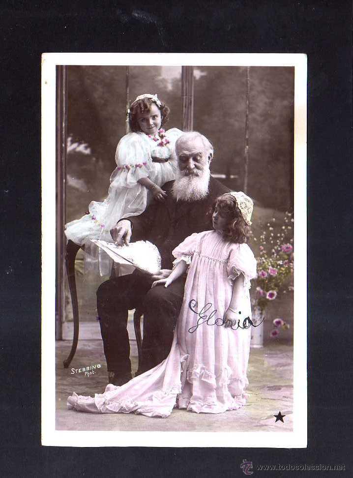 Postales: Postal ni&ntilde;as con abuelo. - Foto 1