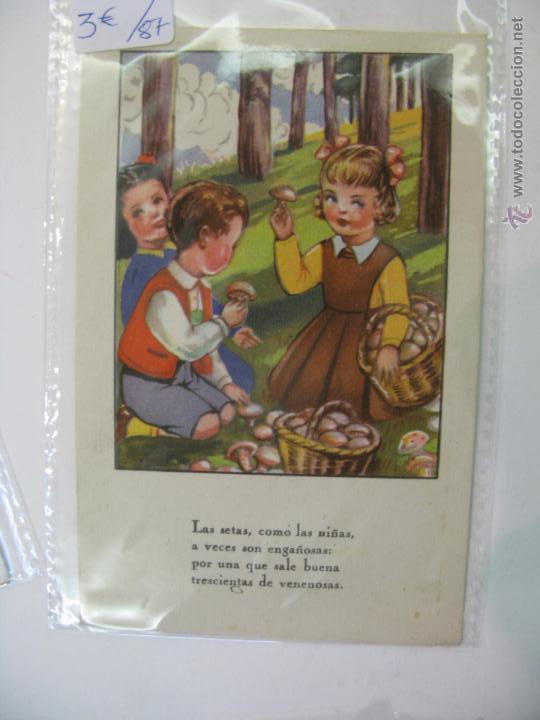 Postales: postal antigua de ni&ntilde;os comiendo setas - Foto 1