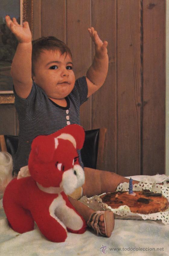 Postales: Postal ni&ntilde;o con peluche y tarta - Foto 1