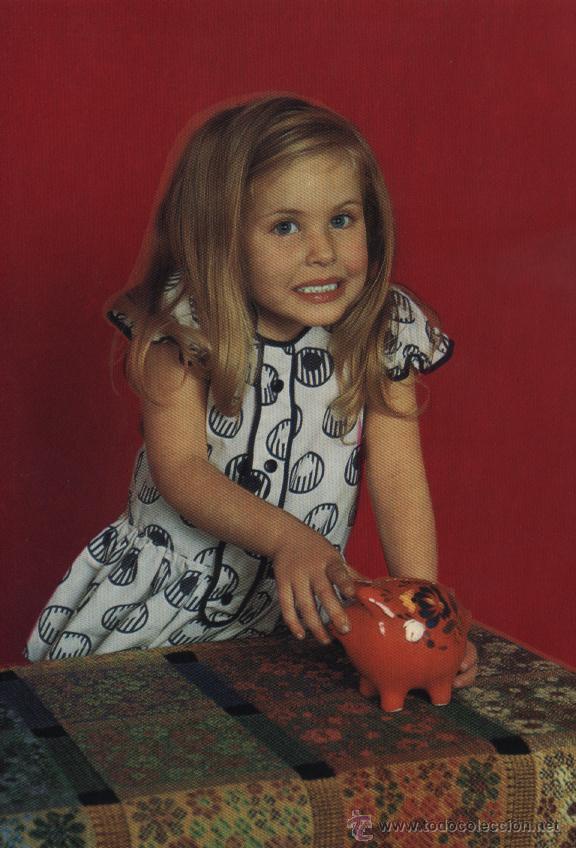 Postales: Postal ni&ntilde;a con hucha cerdito - Foto 1