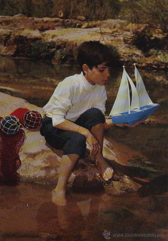 Postales: Postal ni&ntilde;o con barco - Foto 1