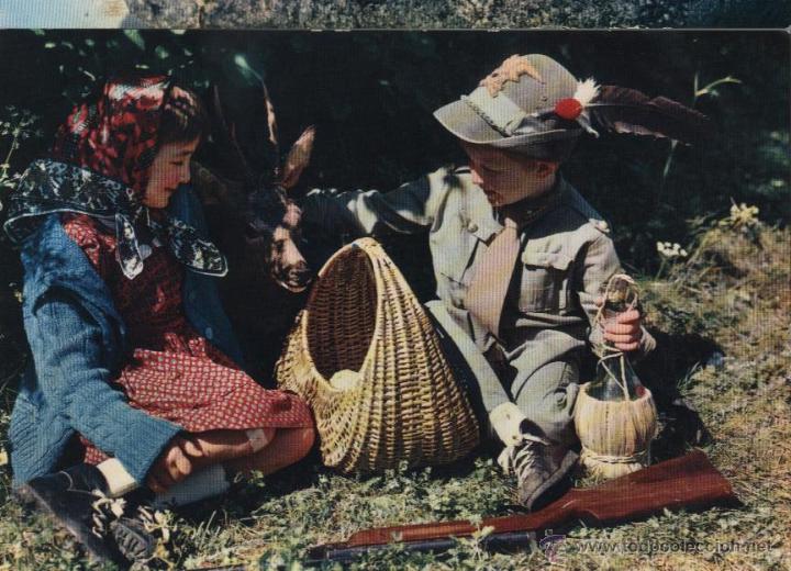 Postales: Postal ni&ntilde;o y ni&ntilde;a de pic nic - Foto 1