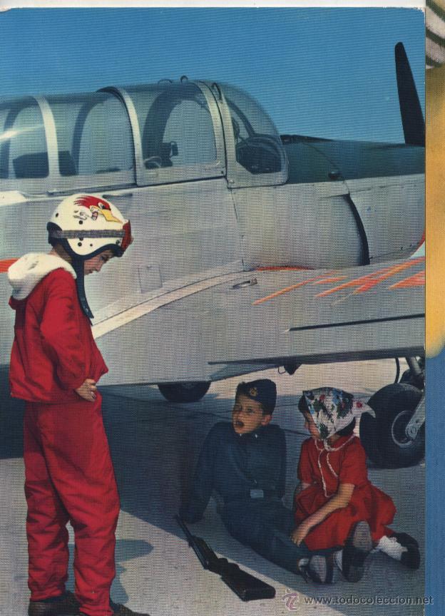 Postales: Postal ni&ntilde;os y ni&ntilde;a con avi&oacute;n - Foto 1
