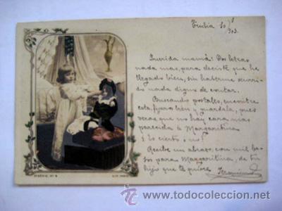 Postales: Antigua Postal  : NI&Ntilde;A CON MU&Ntilde;ECA. 1903 - Foto 1