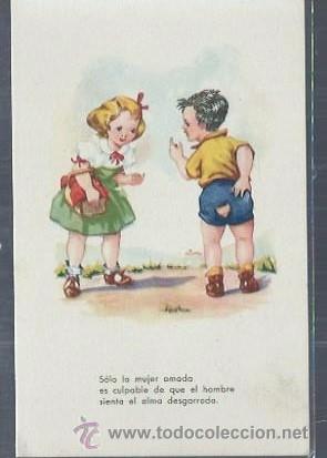 Tarjeta Postal Infantil Nina Burlandose Por La Vendu En Vente Directe