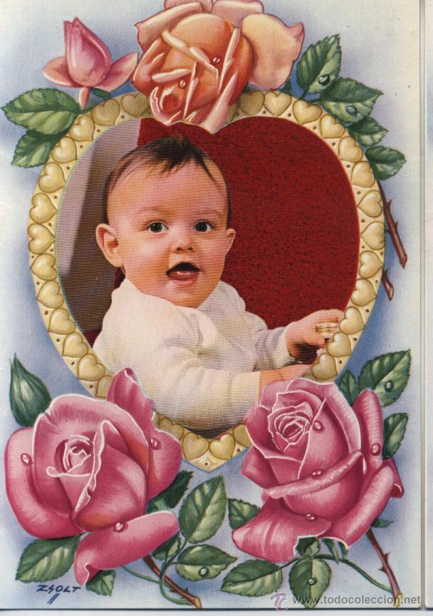 Postales: Postal ni&ntilde;o y rosas - Foto 1