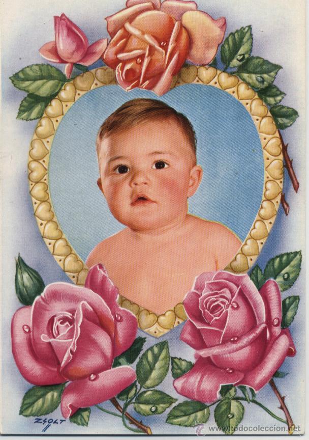 Postales: Ni&ntilde;o y rosas - Foto 1