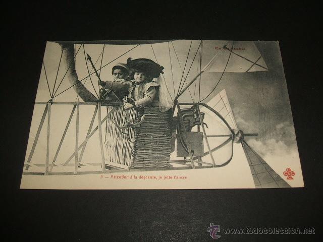 Postales: NI&Ntilde;O EN UN DIRIGIBLE POSTAL ANTERIOR A 1905 - Foto 1