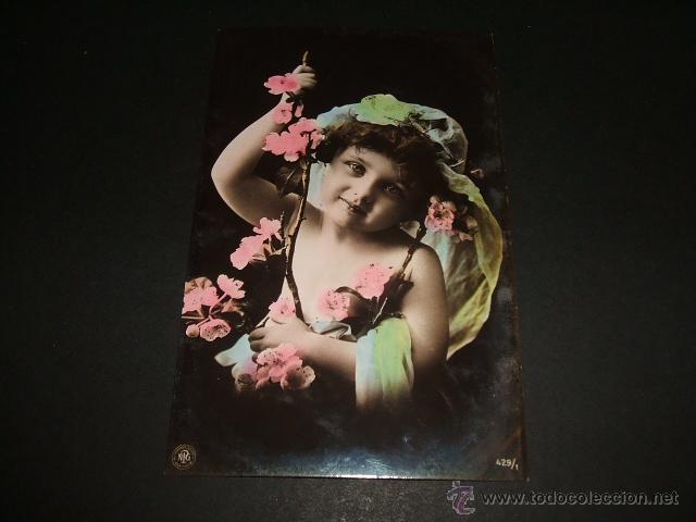 Postales: NI&Ntilde;A CON FLORES POSTAL 1906 - Foto 1