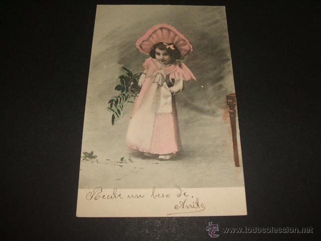 Postales: NI&Ntilde;A CON FLORES ANTIGUA POSTAL - Foto 1