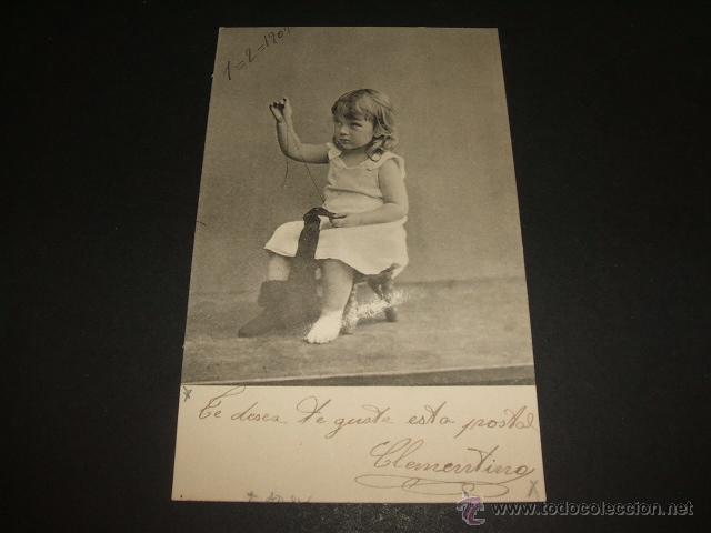 Postales: NI&Ntilde;A COSIENDO ANTIGUA POSTAL - Foto 1