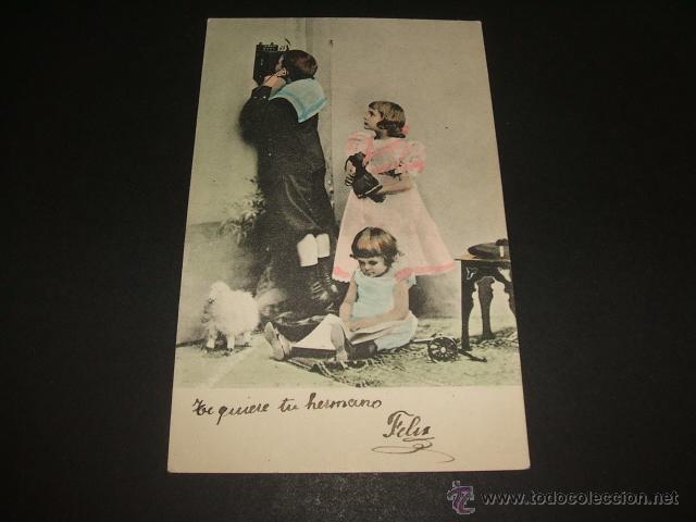 Postales: NI&Ntilde;OS JUGANDO ANTIGUA POSTAL - Foto 1