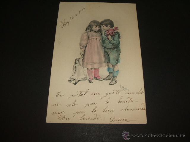 Postales: NI&Ntilde;OS ANTIGUA POSTAL ILUSTRADA - Foto 1