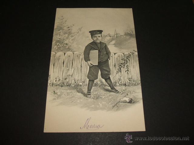 Postales: NI&Ntilde;O ANTIGUA POSTAL ILUSTRADA - Foto 1