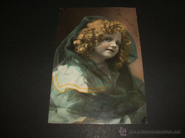Postales: NI&Ntilde;A CON VELO ANTIGUA POSTAL - Foto 1