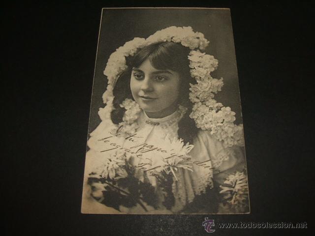 Postales: NI&Ntilde;A CON FLORES ANTIGUA POSTAL - Foto 1