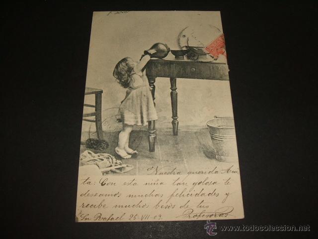 Postales: NI&Ntilde;A EN LA COCINA ANTIGUA POSTAL - Foto 1
