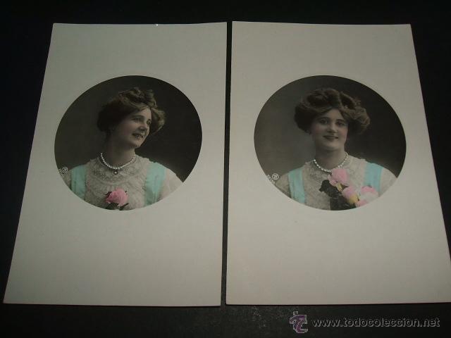 Postales: MUJER ELEGANTE 2 POSTALES ANTIGUAS - Foto 1