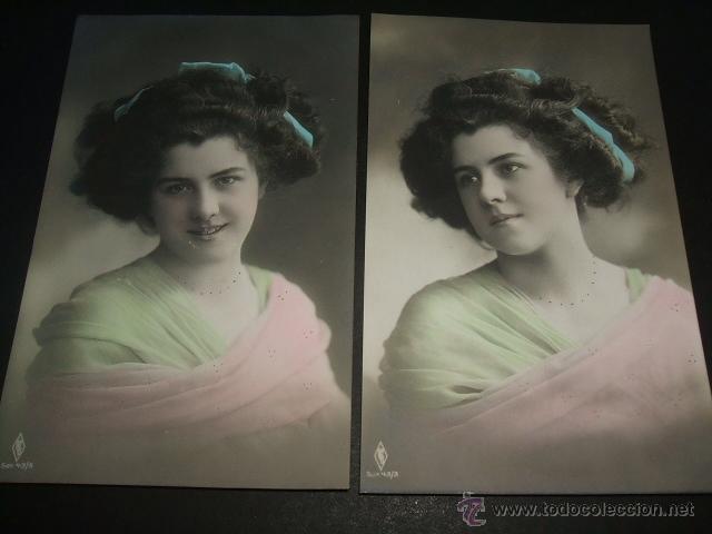 Postales: MUJER ELEGANTE 6 POSTALES ANTIGUAS - Foto 2