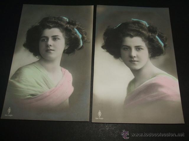 Postales: MUJER ELEGANTE 6 POSTALES ANTIGUAS - Foto 3