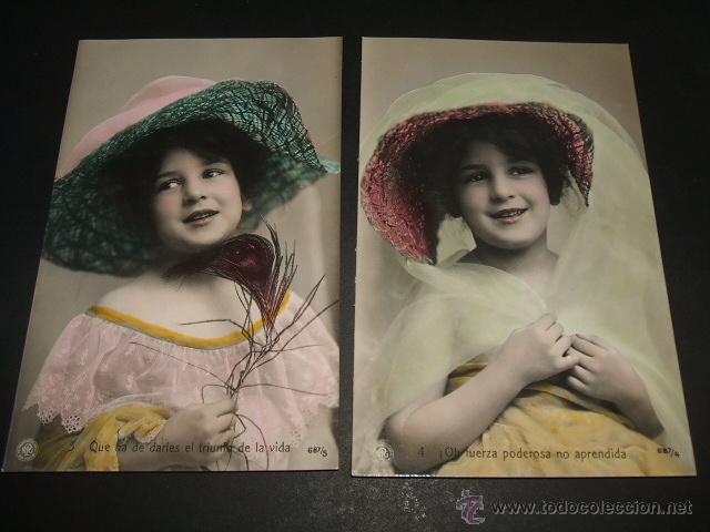 Postales: NI&Ntilde;A 2 POSTALES ANTIGUAS - Foto 1