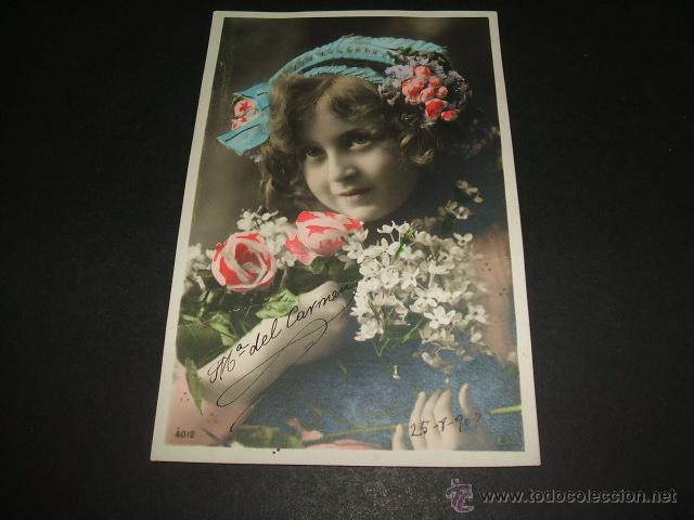 Postales: NI&Ntilde;A CON FLORES POSTAL 1907 - Foto 1